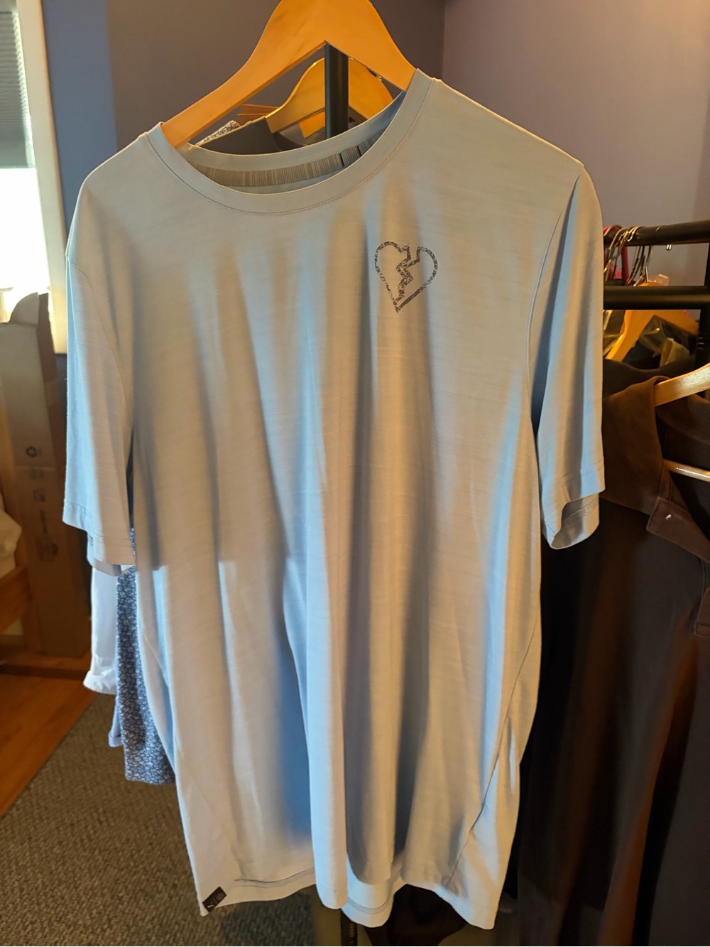 Light Blue Men's Crewneck T-Shirt “Snowman” For Over Triple Bogey